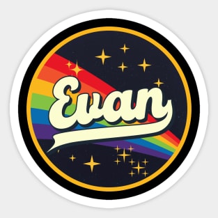 Evan // Rainbow In Space Vintage Style Sticker